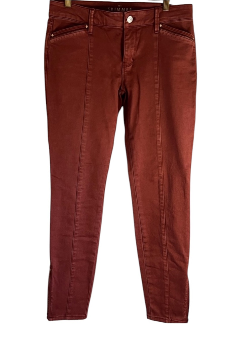 WHITE HOUSE BLACK MARKET BURGUNDY  SKIMMER ANKLE JEANS SZ 0 EUC